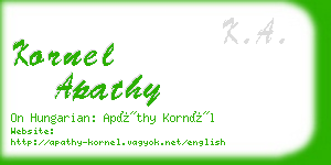 kornel apathy business card